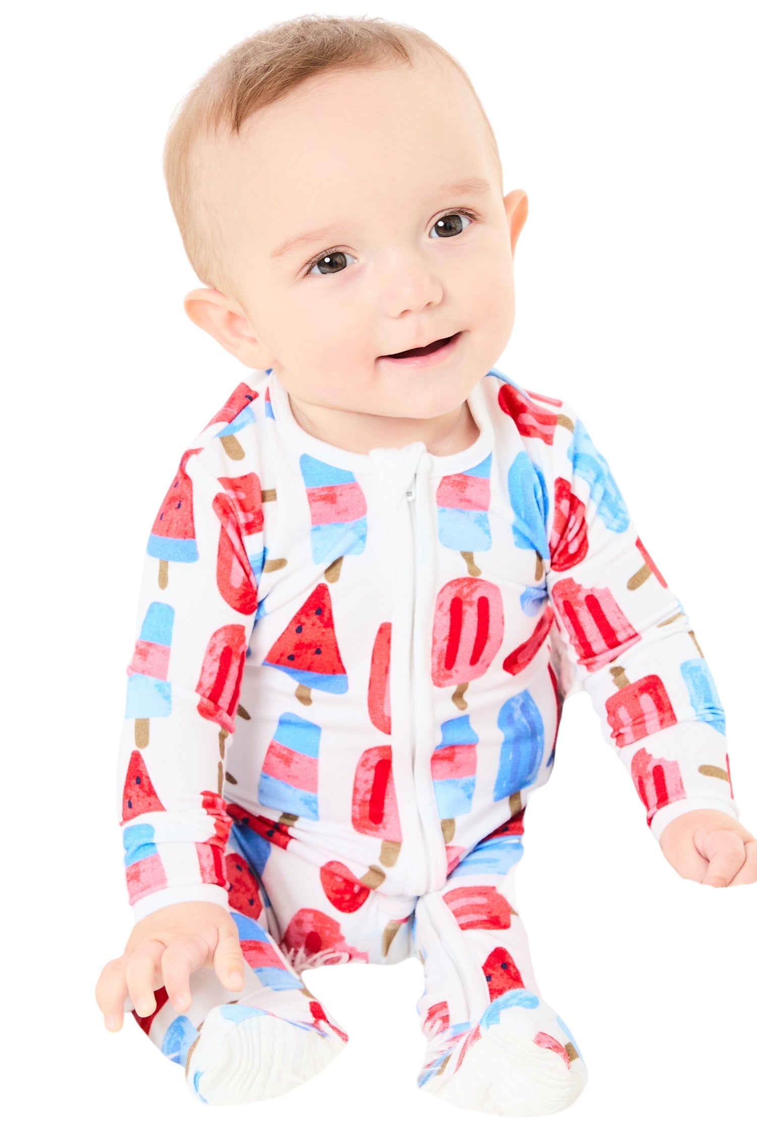 Soft & Stretchy Zipper Footie - Popsicles