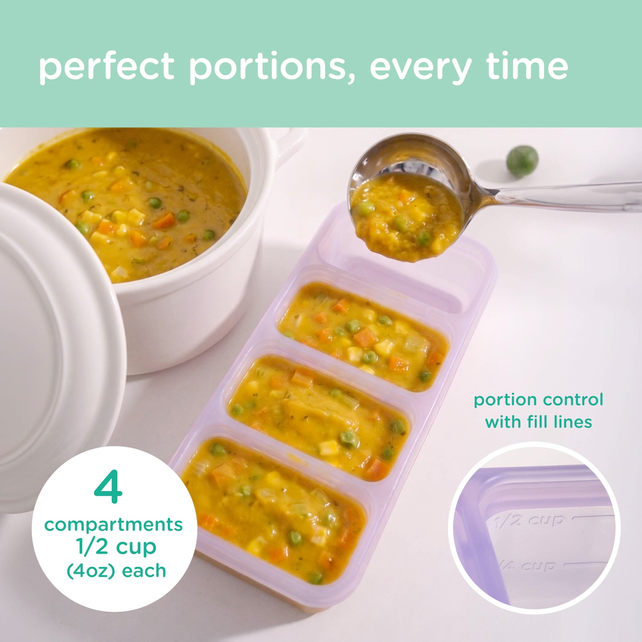 Silicone Freezer Tray For Batch-prepped Baby Food (1/2 Cup)
