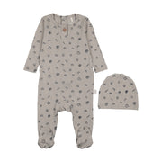Breakfast Print Footie-grey