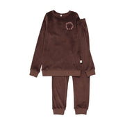 Logo Velour Pj- Brown/pink