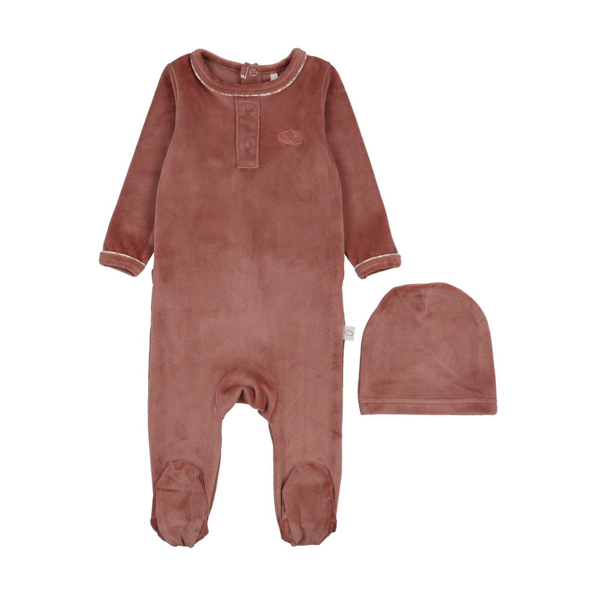 Velour Grandpa Footie-pink