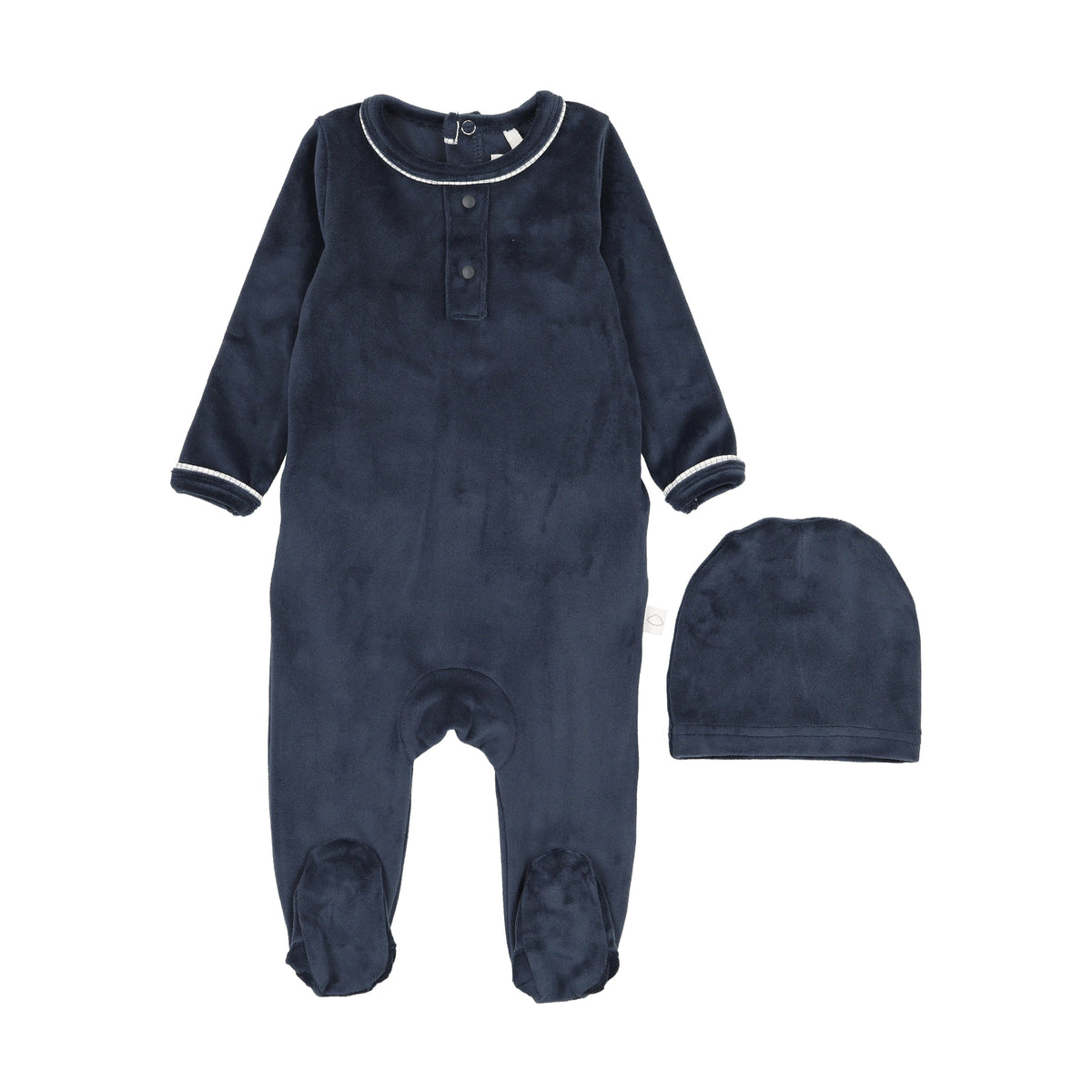 Velour Grandpa Footie-navy