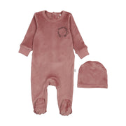 Logo Velour Footie-pink/brown
