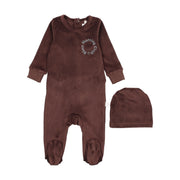 Logo Velour Footie-brown/blue