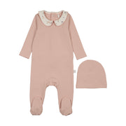 Printed Collar Footie-blush