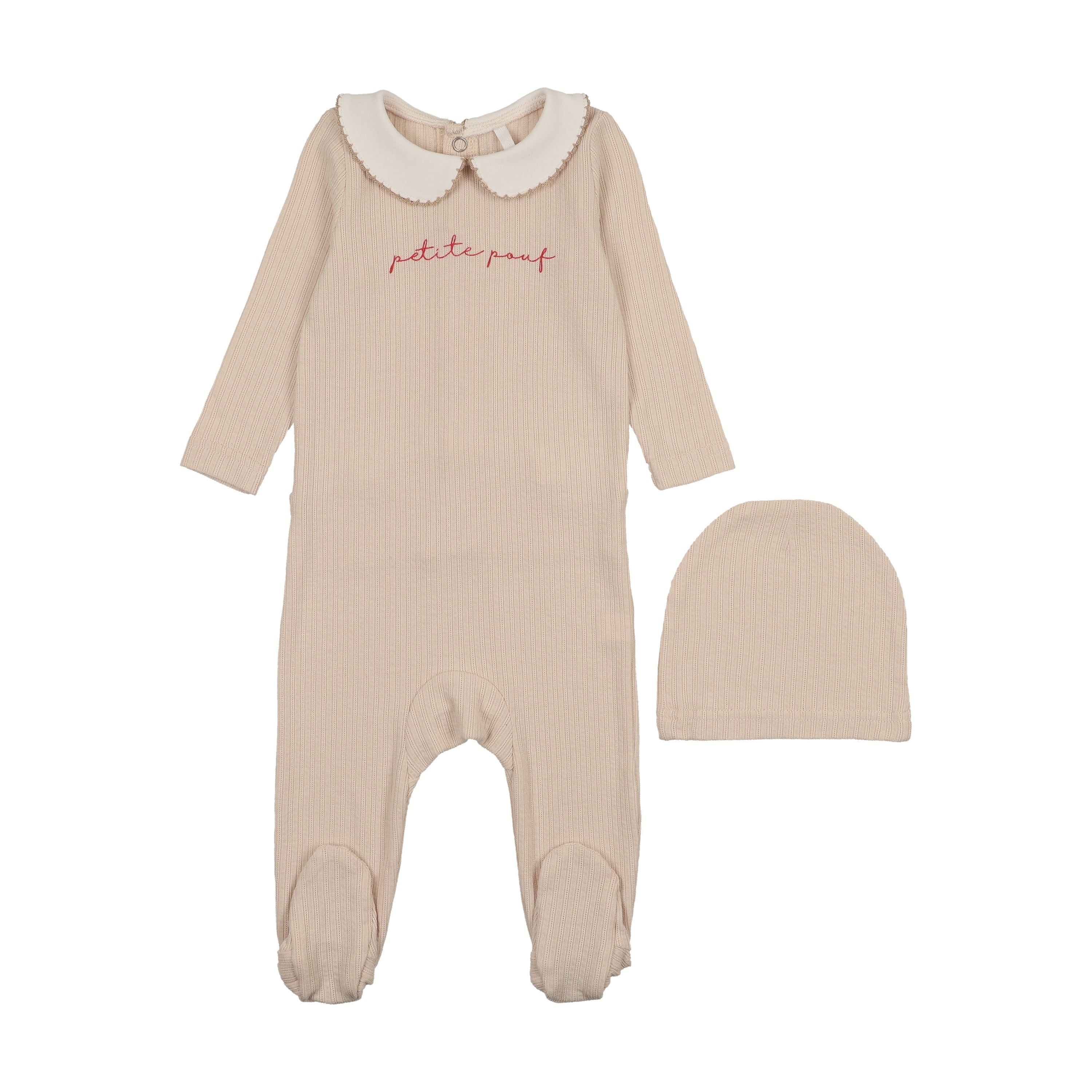 Petite  Footie- Cream/pink