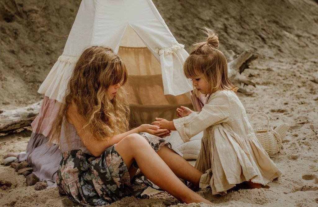 powder Frills Teepee Tent With Frills And Powder Pink - Shell Mat Set