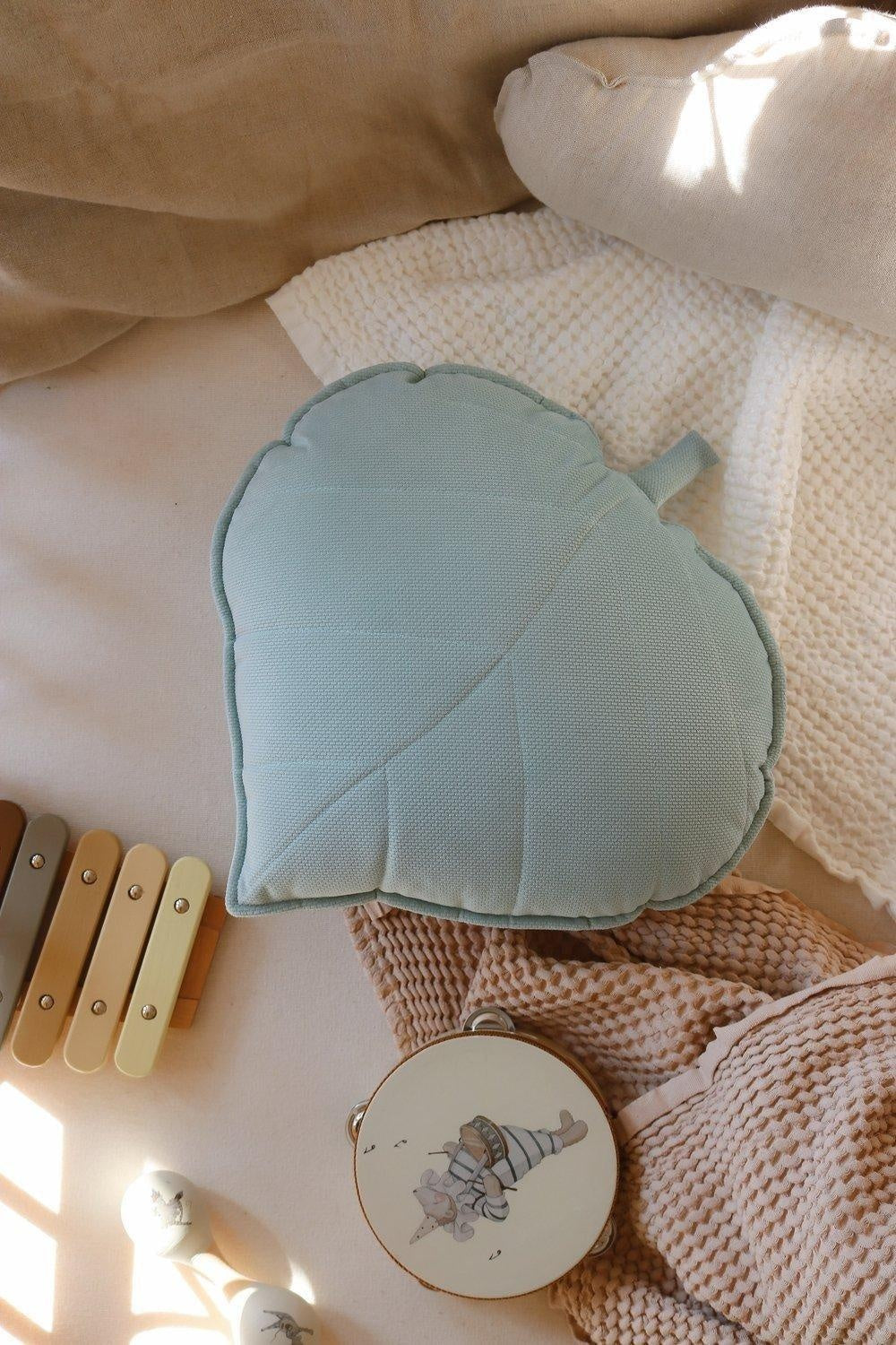 Velvet Powder Mint Leaf Pillow