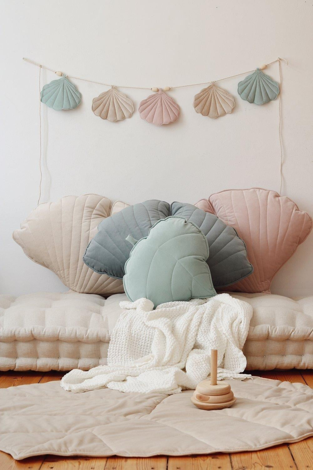 Velvet Powder Mint Leaf Pillow