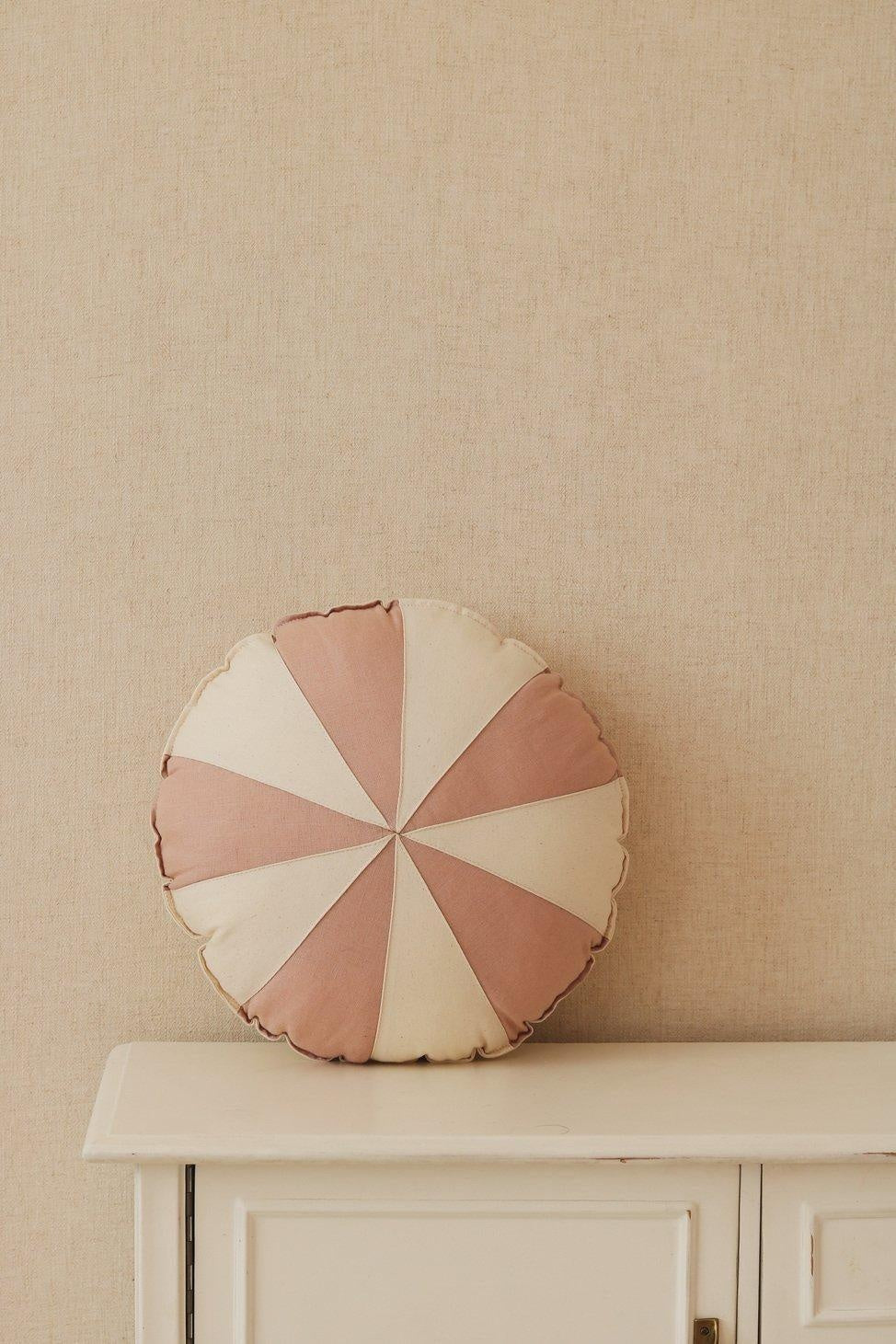 powder Pink Circus Round Patchwork Pillow