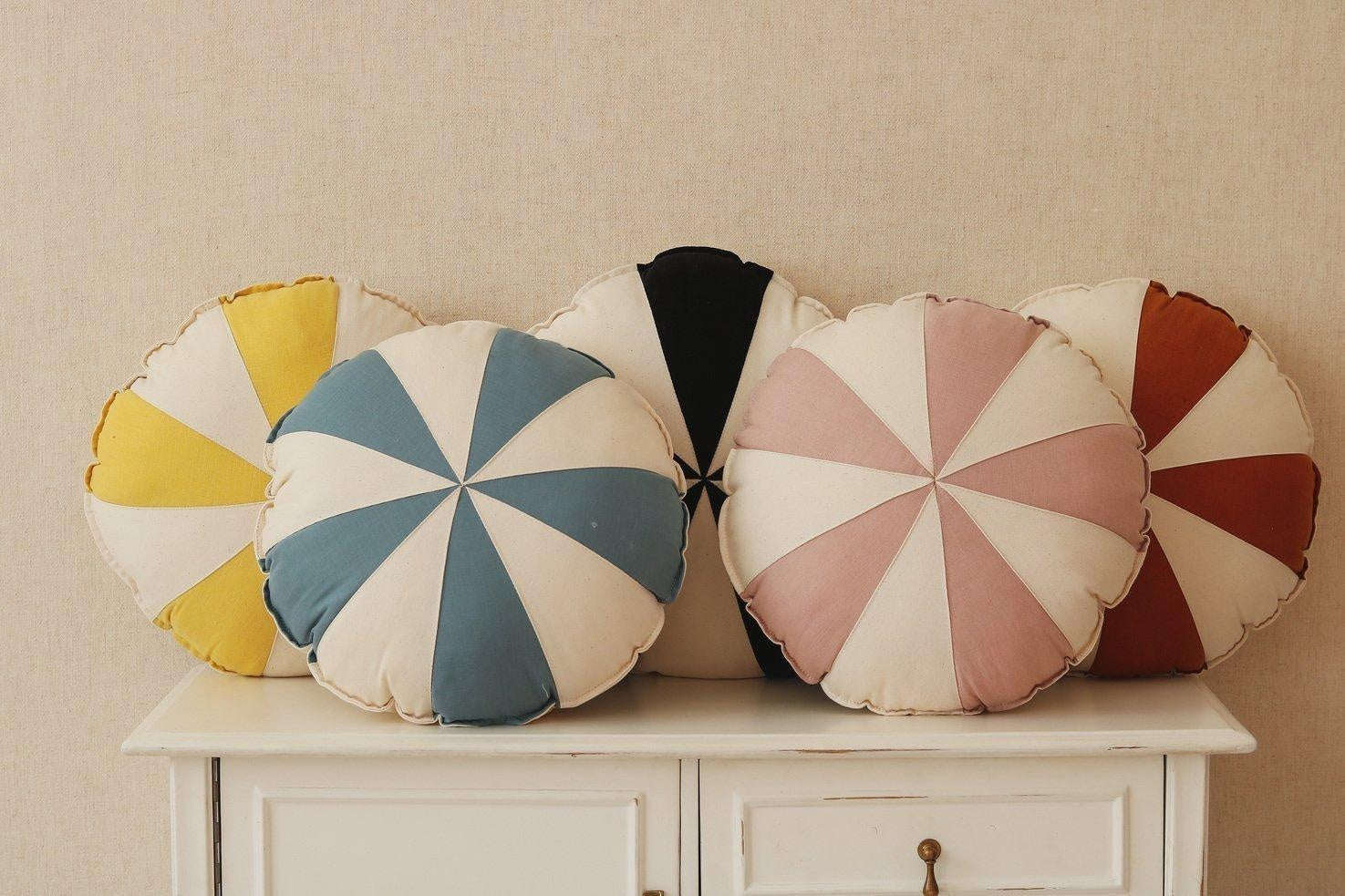 powder Pink Circus Round Patchwork Pillow