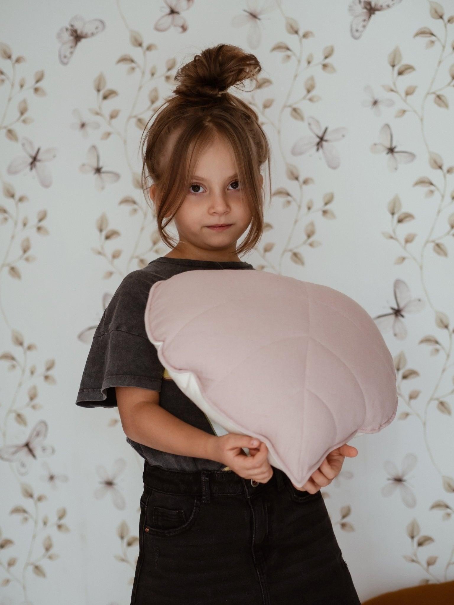 Linen Powder Pink Leaf Pillow