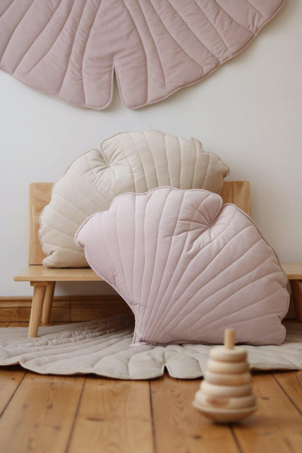 Velvet Powder Pink Ginkgo Leaf Pillow