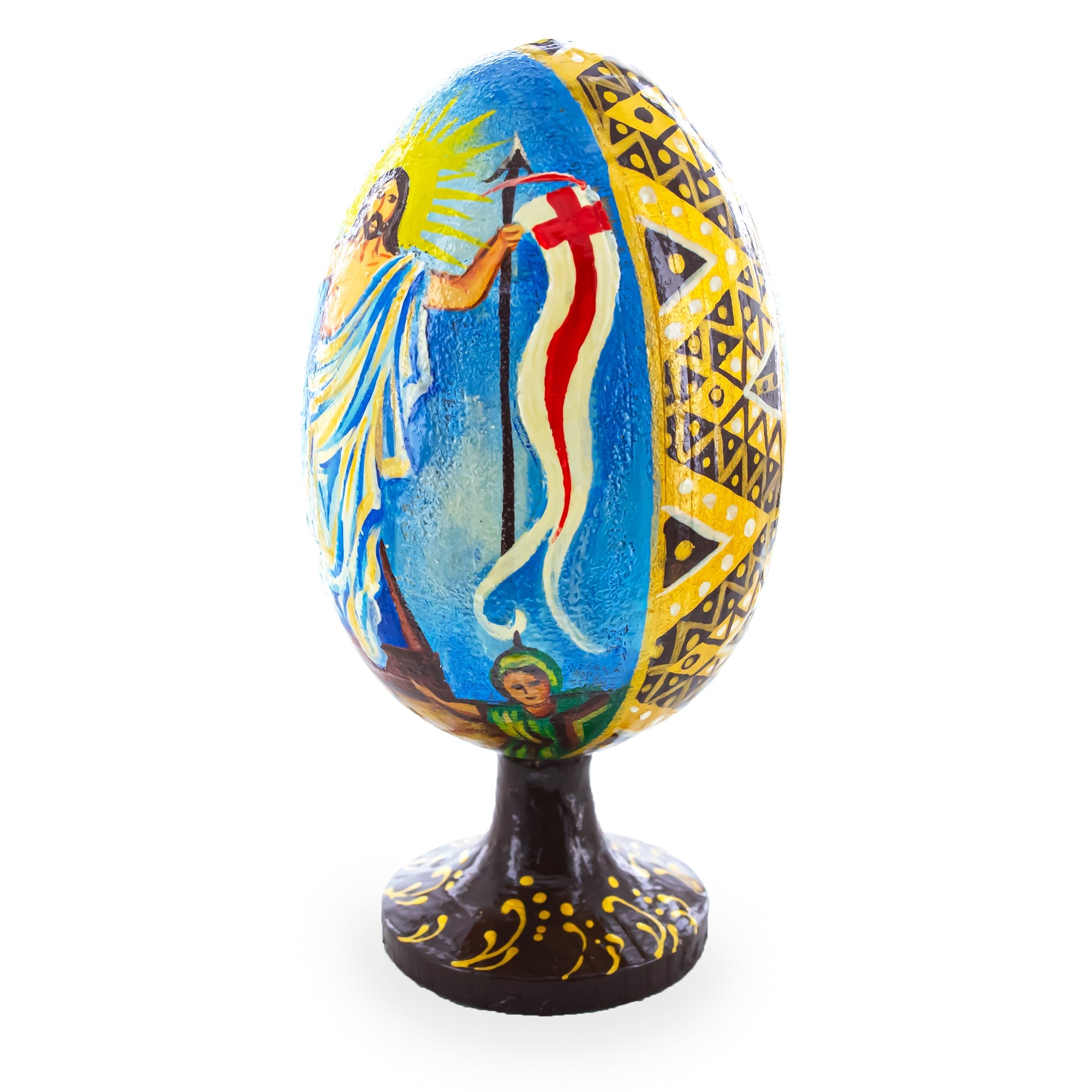 Jesus Has Risen Wooden Easter Egg Figurine 4.75 Inches