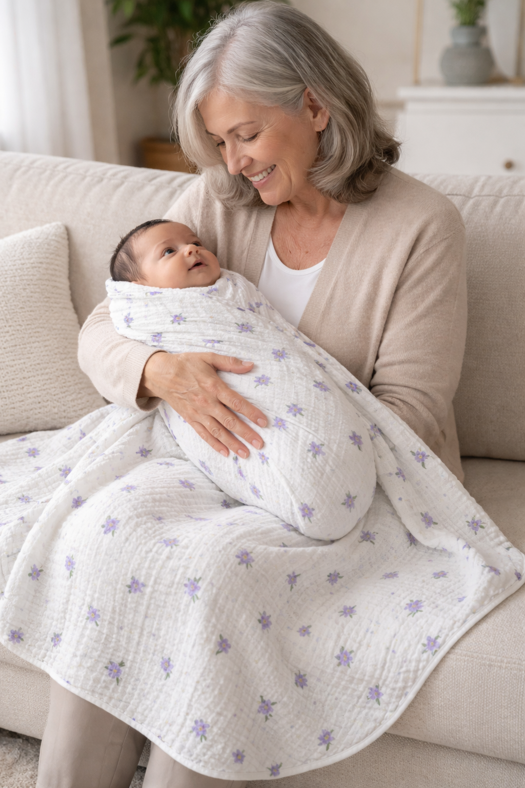 Purple Parade Muslin/waffle Blanket