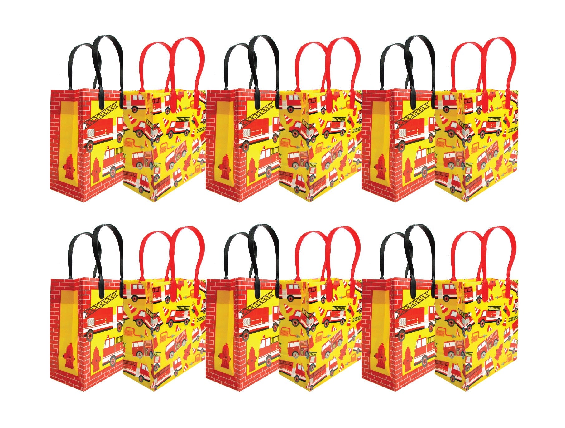 Fire Trucks Party Favor Bags Treat Bags - Set Of 6 Or 12