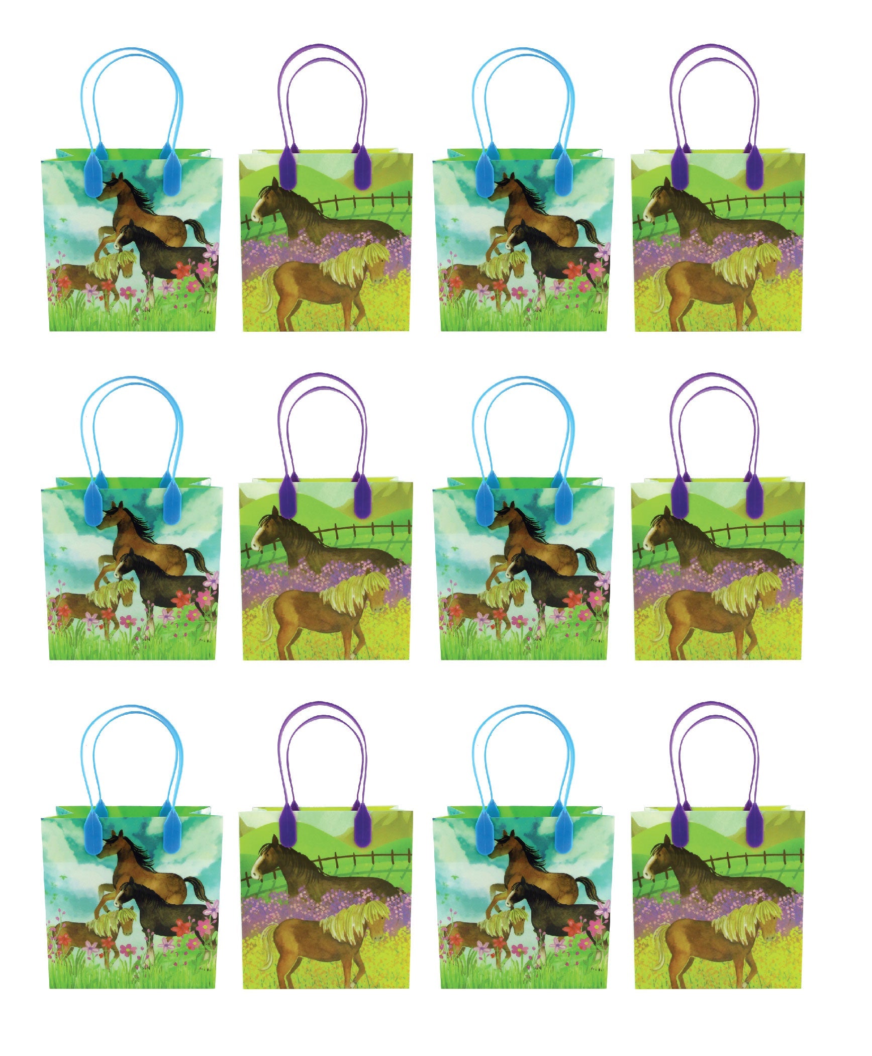 Horse And Pony Themed Party Favor Treat Bags - Set Of 6 Or 12