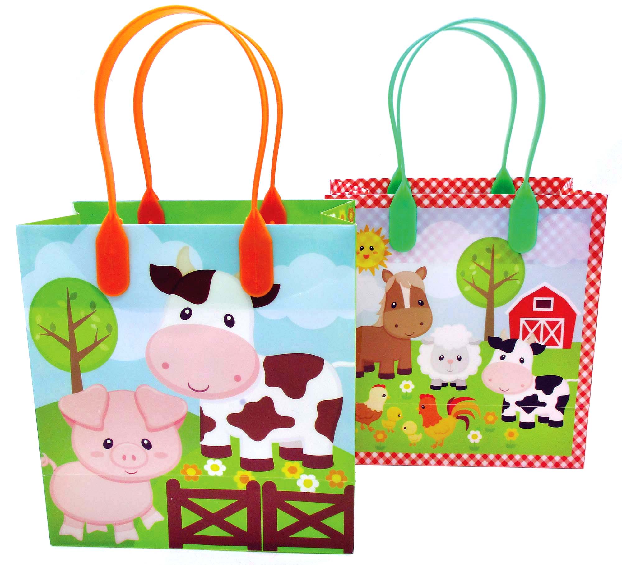 Barnyard Farm Animals Party Favor Treat Bags - Set Of 6 Or 12