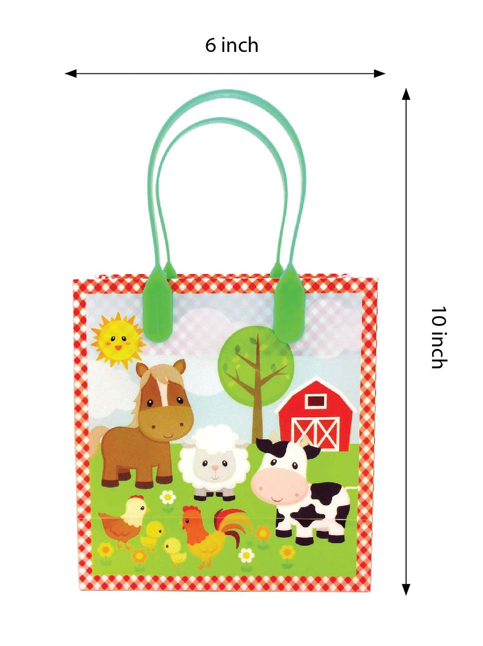 Barnyard Farm Animals Party Favor Treat Bags - Set Of 6 Or 12