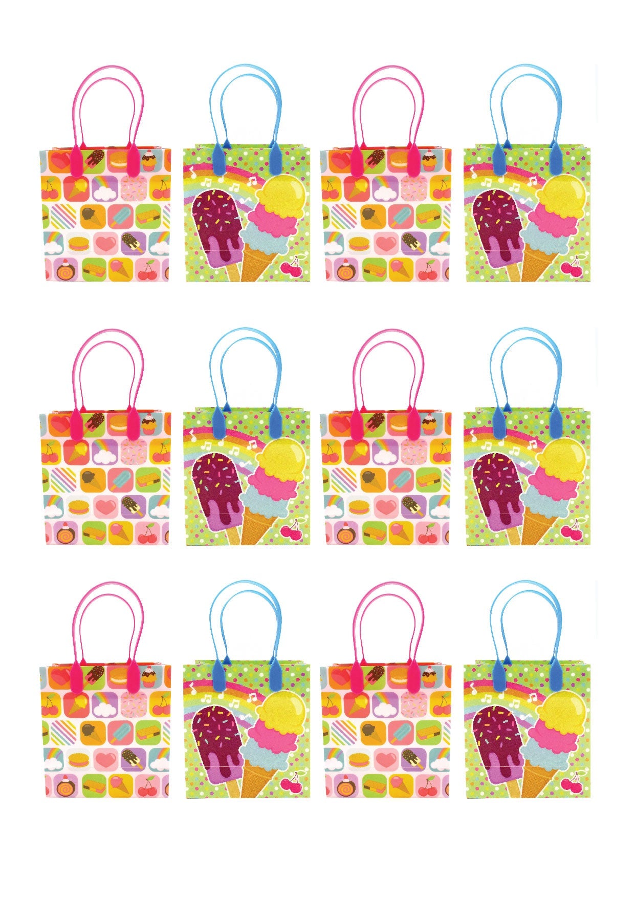 Ice Cream Party Favor Treat Bags - Set Of 6 Or 12