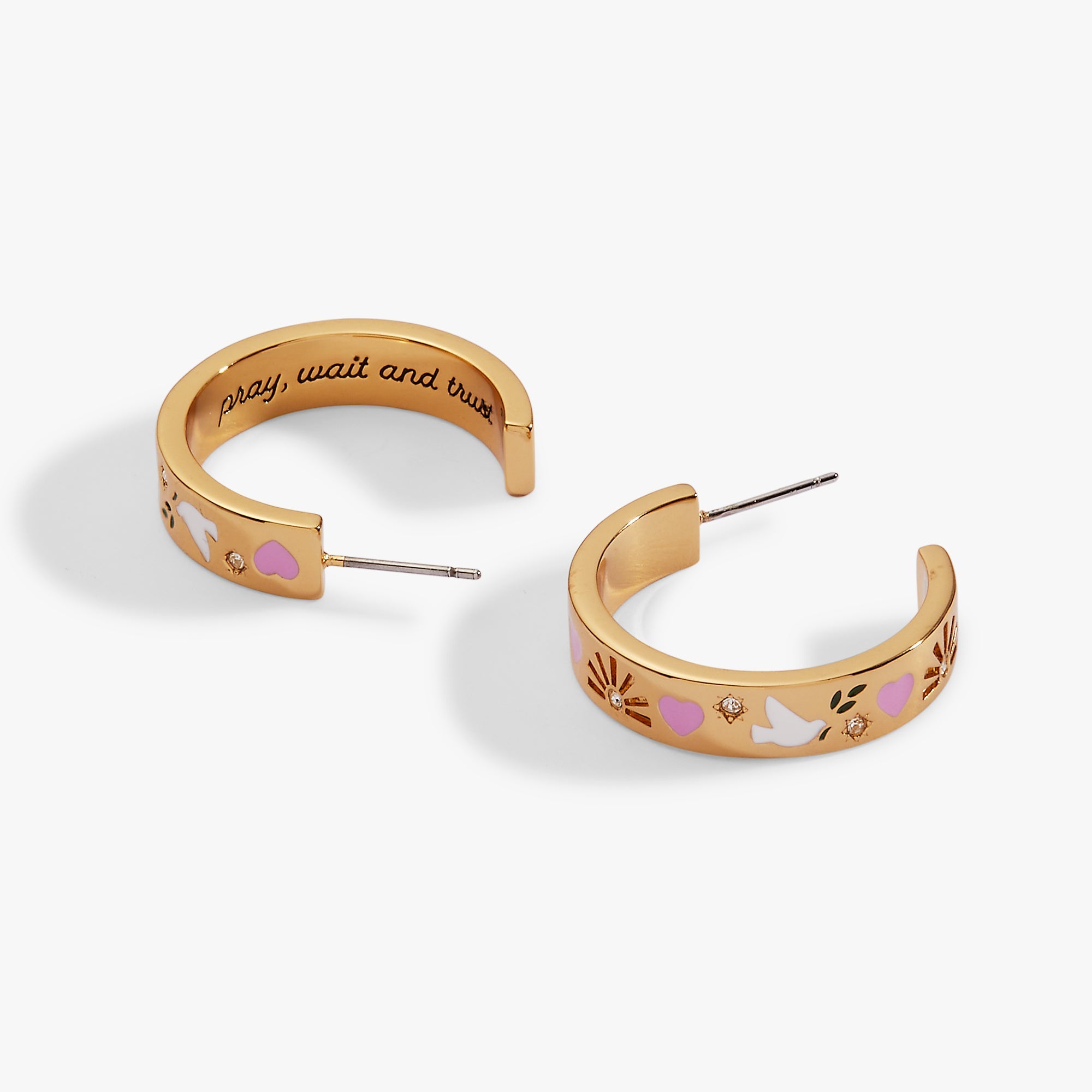 'pray, Wait And Trust' Hoop Earrings