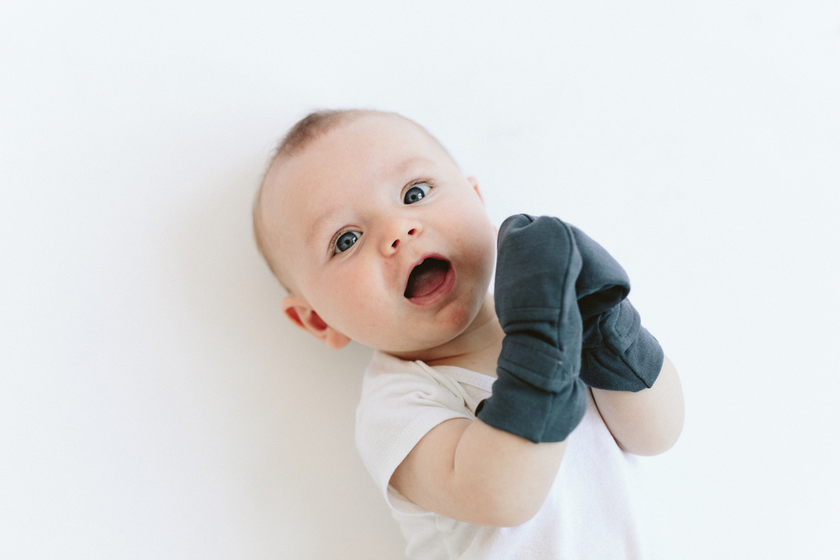 Preemie Stay On Mitts | Midnight — Bamboo Organic Cotton Blend, Nicu Approved Preemie Size