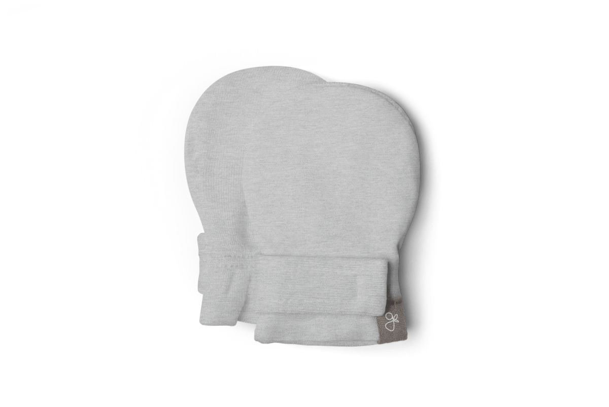 Preemie Stay On Mitts | Storm Gray — Bamboo Organic Cotton Blend, Nicu Approved Preemie Size