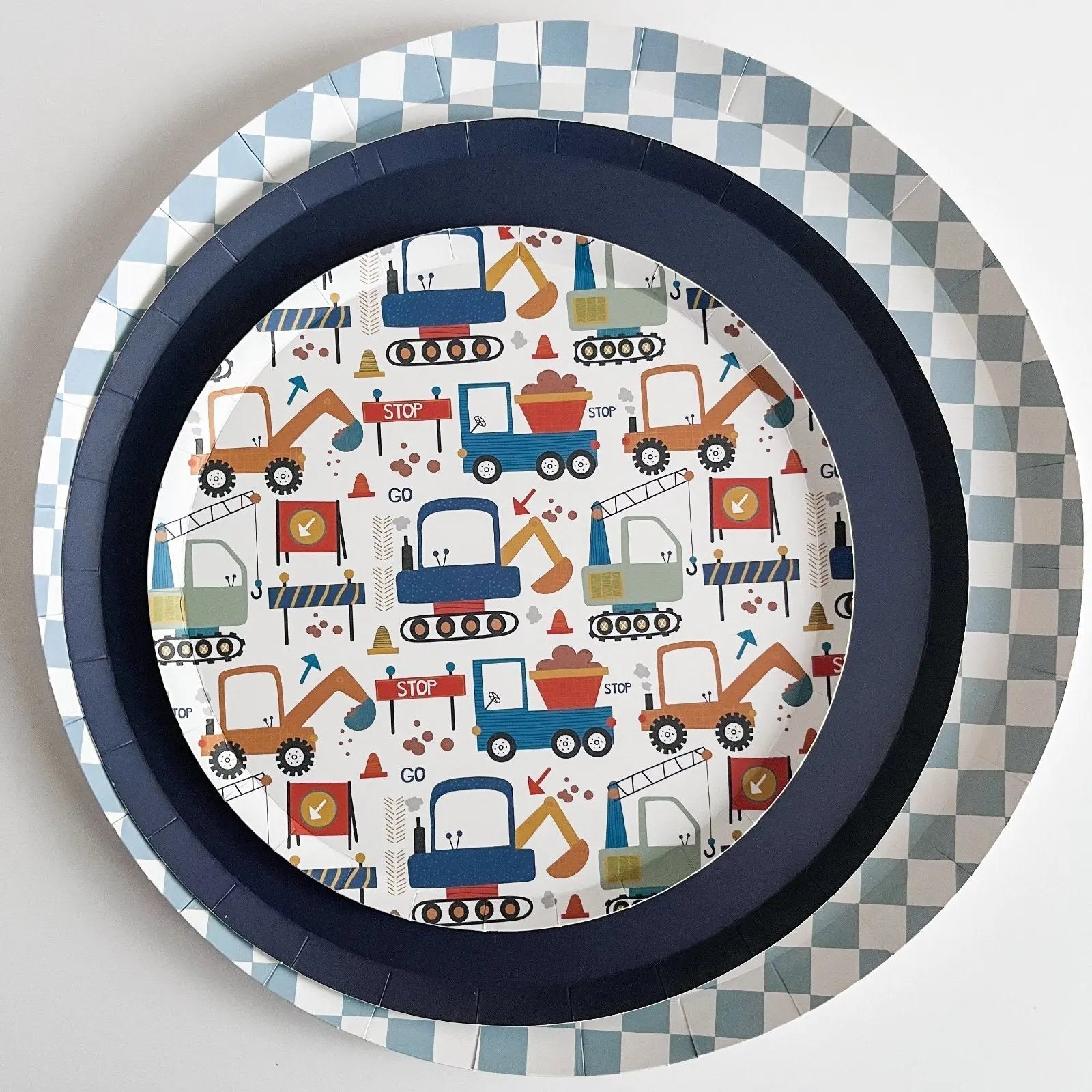 Checkered Blue Plate, Xl (set Of 8)