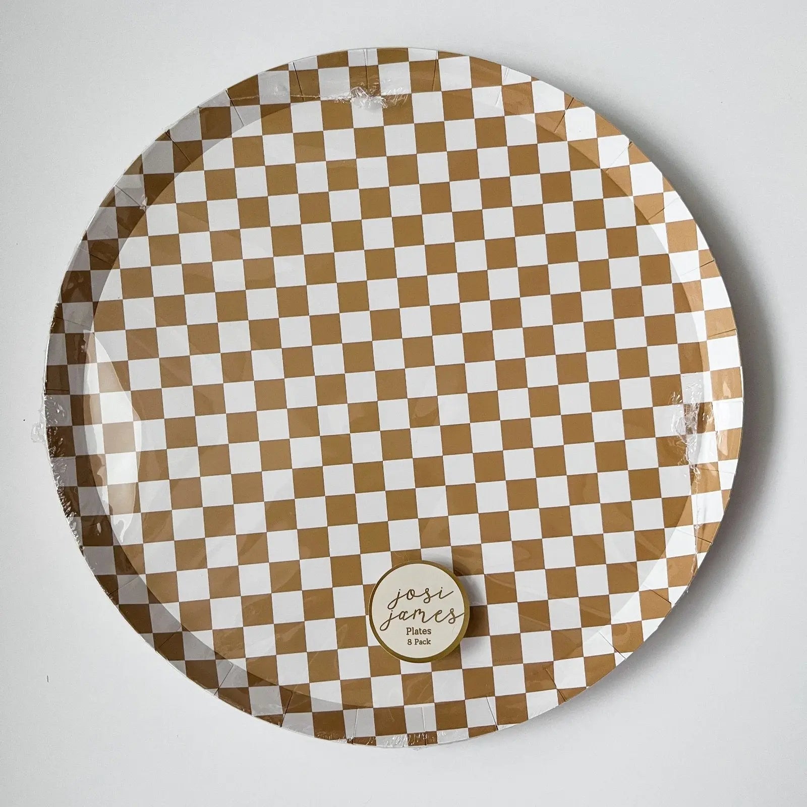 Checkered Gold Matte Plate, Xl (set Of 8)