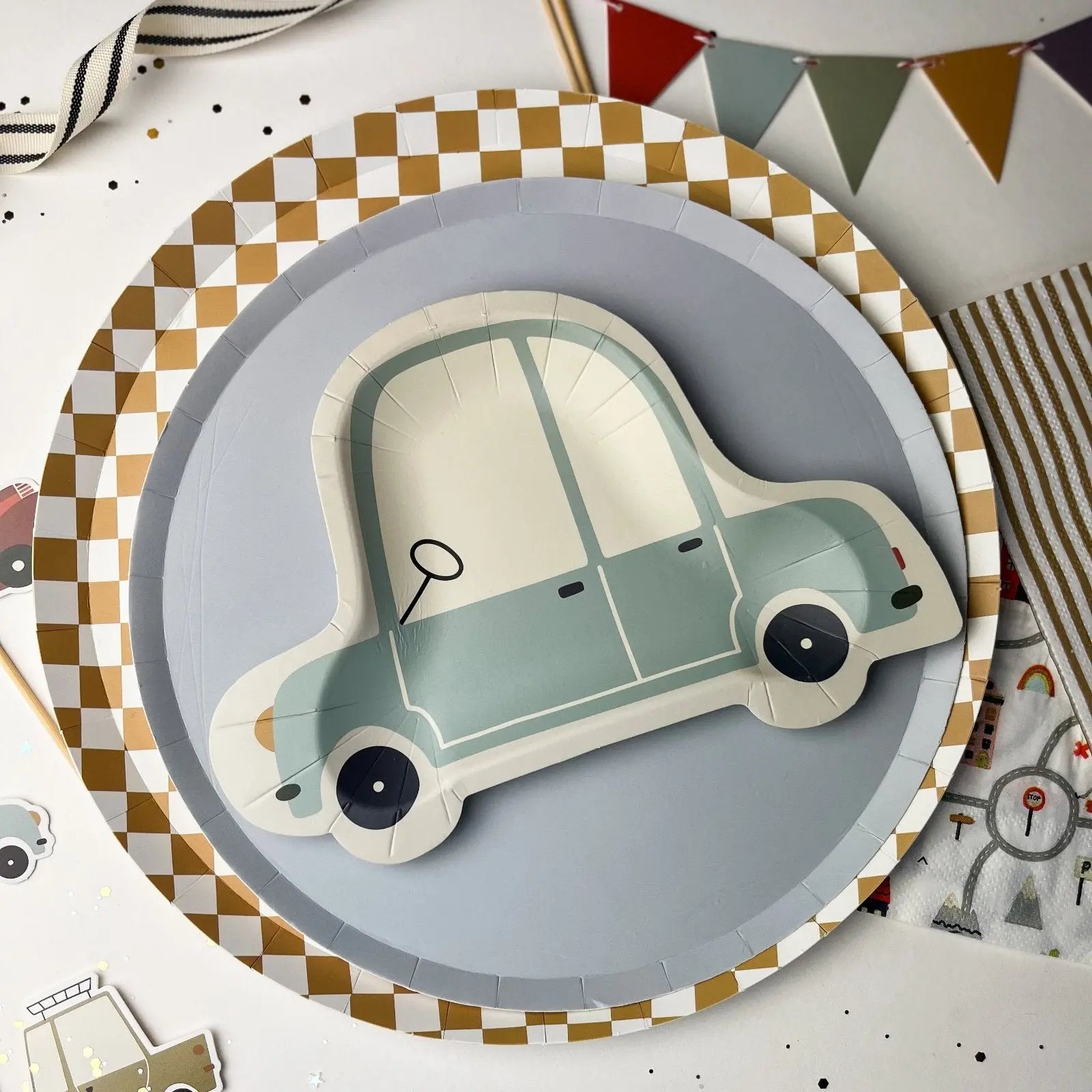 Checkered Gold Matte Plate, Xl (set Of 8)