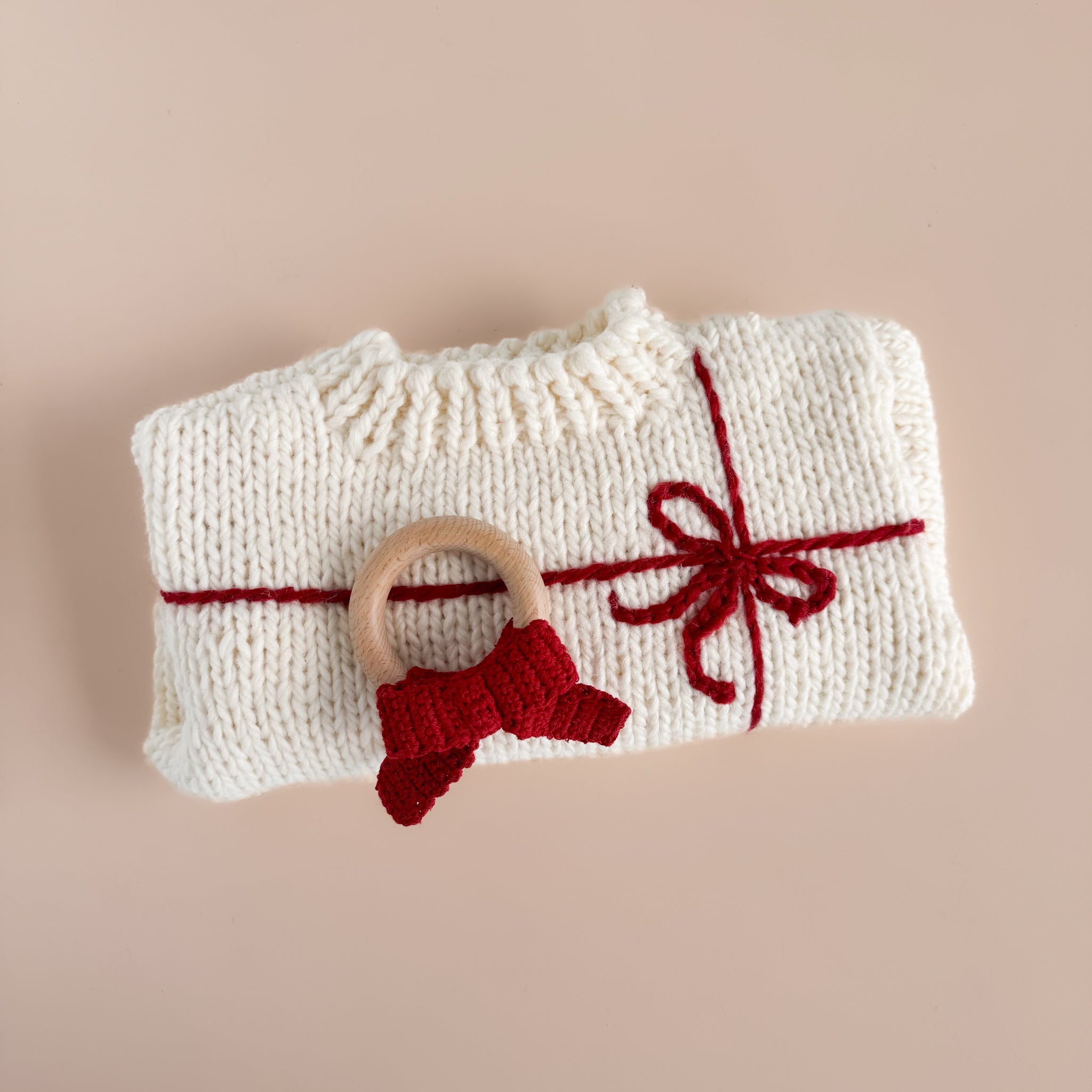 Present Sweater, Cream/red