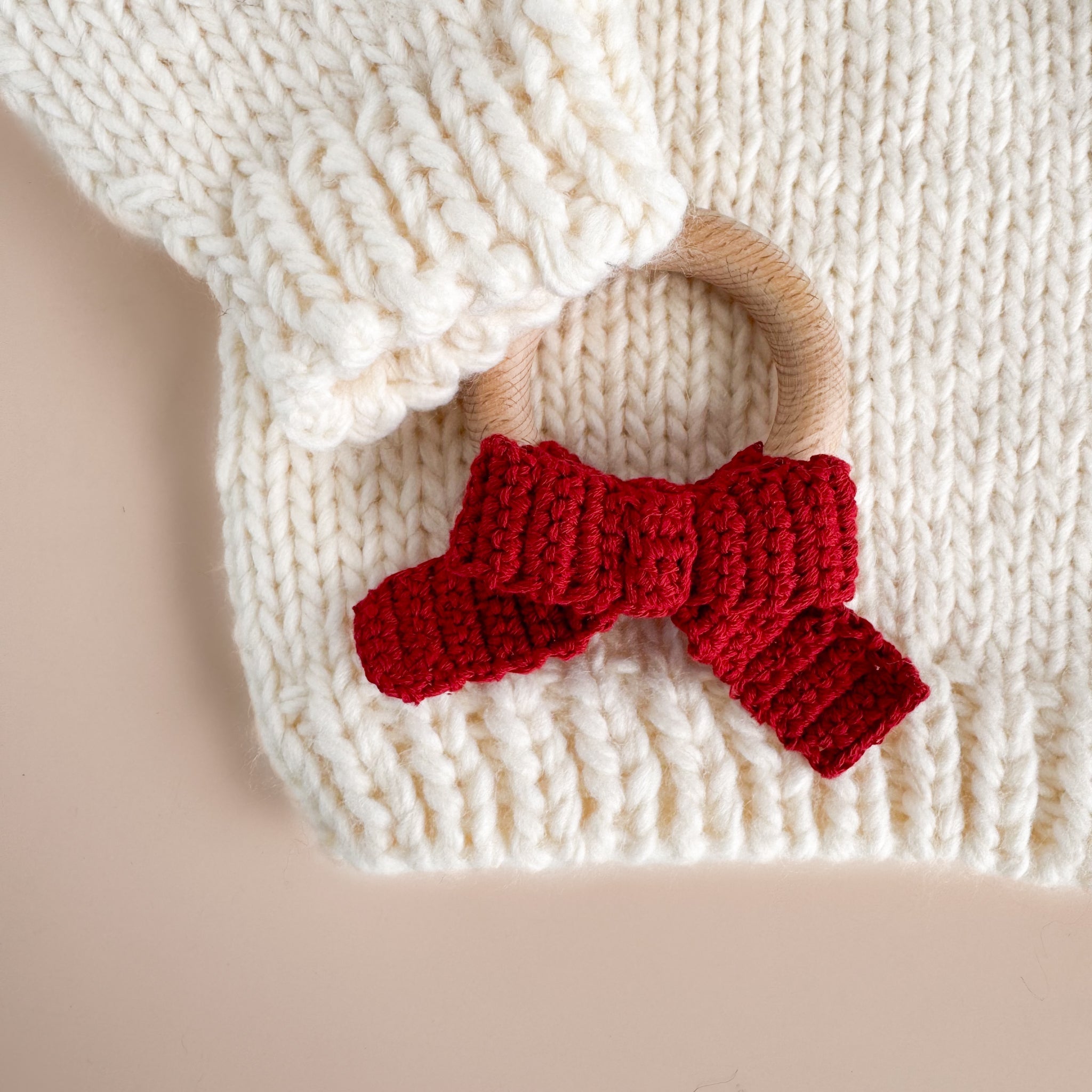 Cotton Crochet Teether Red Bow