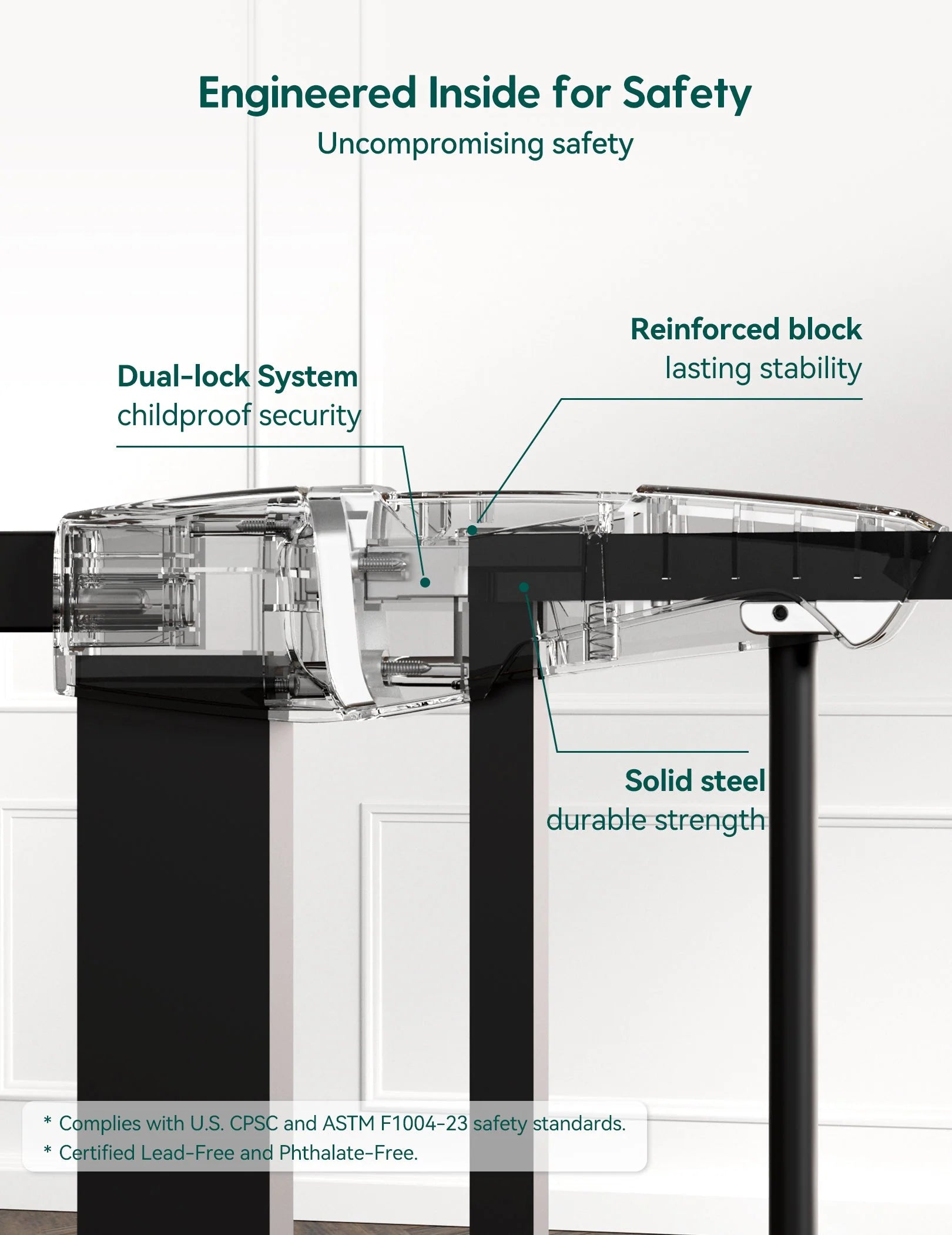 Pressguard C5 | Pressure Mounted Tall Baby Gate Fits Narrow To Standard Doorways