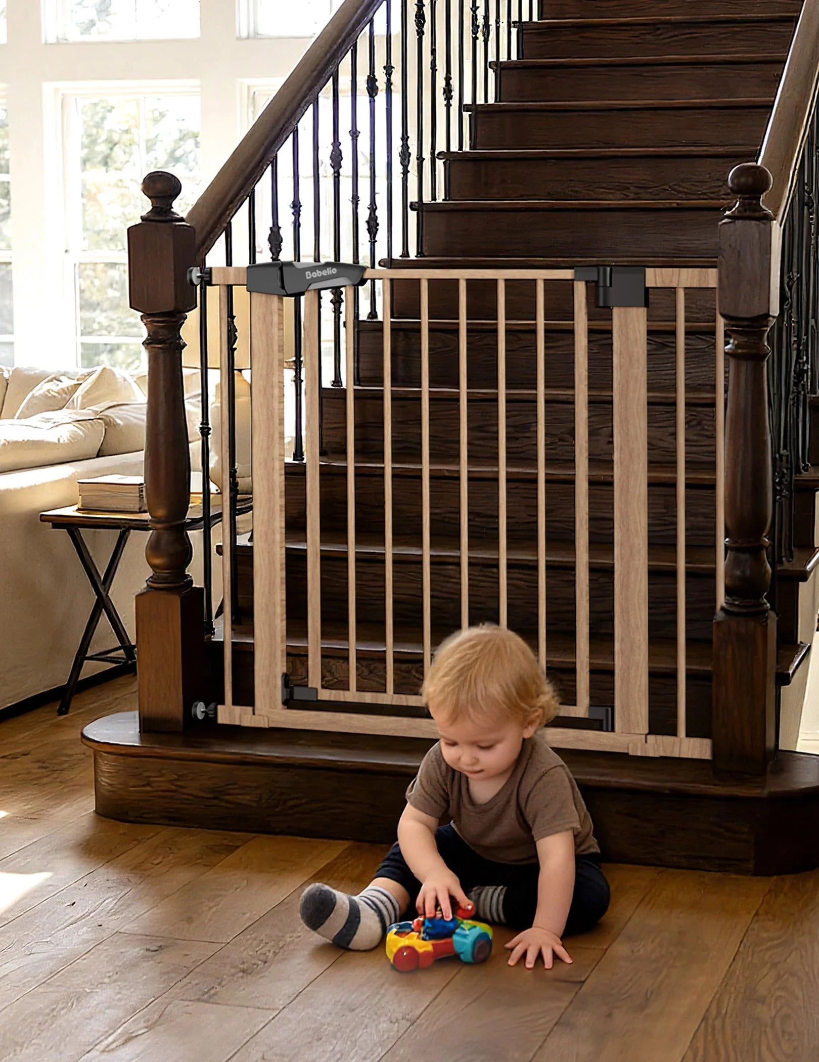 Pressguard C5&p7 Wood Pattern | Pressure Mounted Baby Gate For Stairs