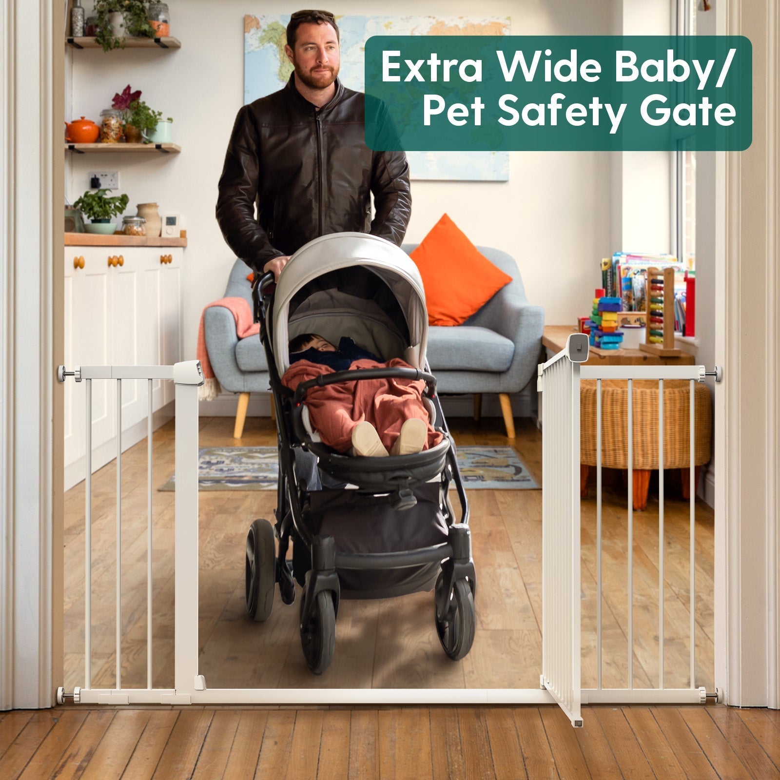 Pressguard E1 | 36-55'' Extra Wide Baby Gates For Large Space