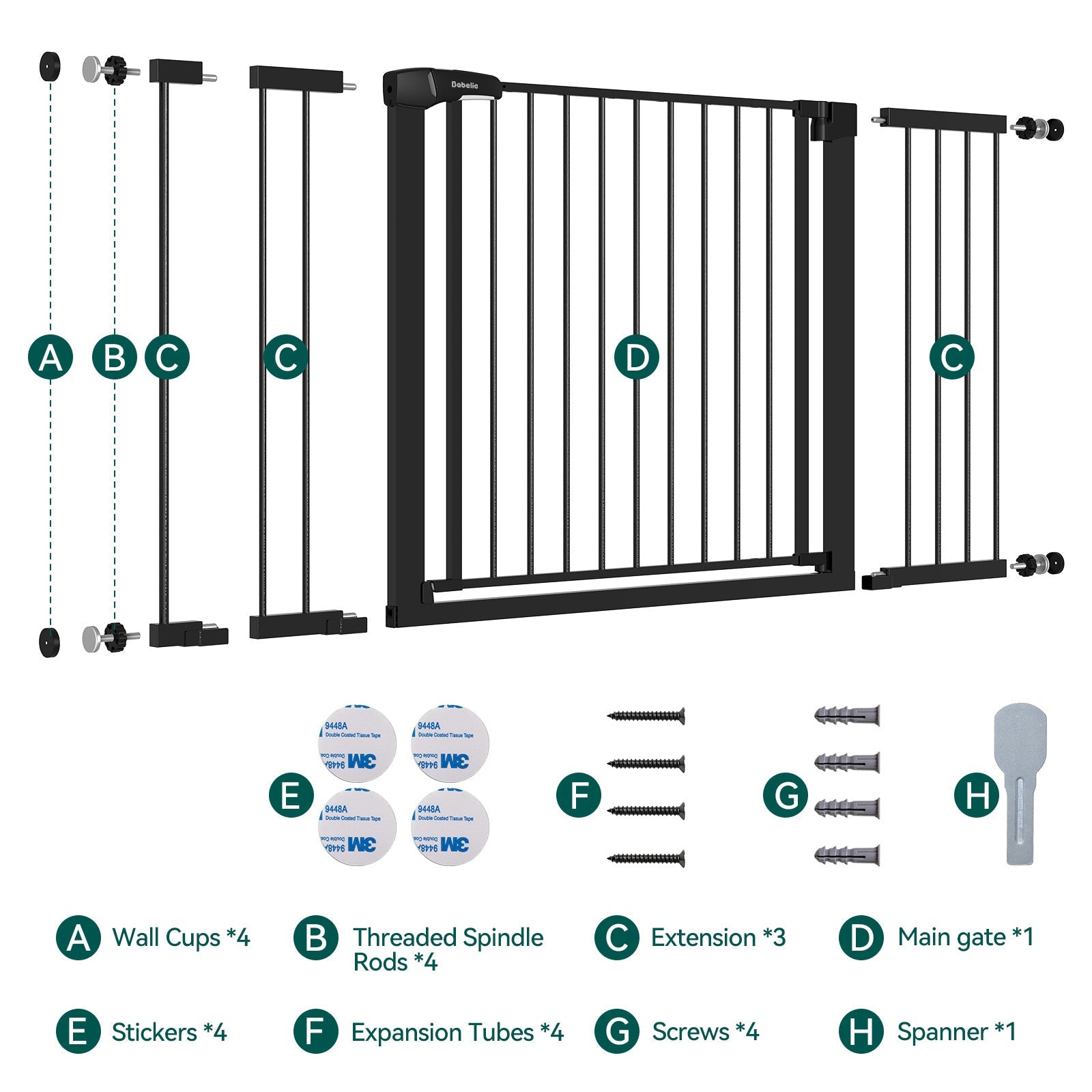 Pressguard E1 | 36-55'' Extra Wide Baby Gates For Large Space
