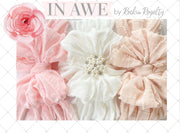 Pretty In Pearls | Signature Ruffled Baby Headband Set Of 3 (pre-order)