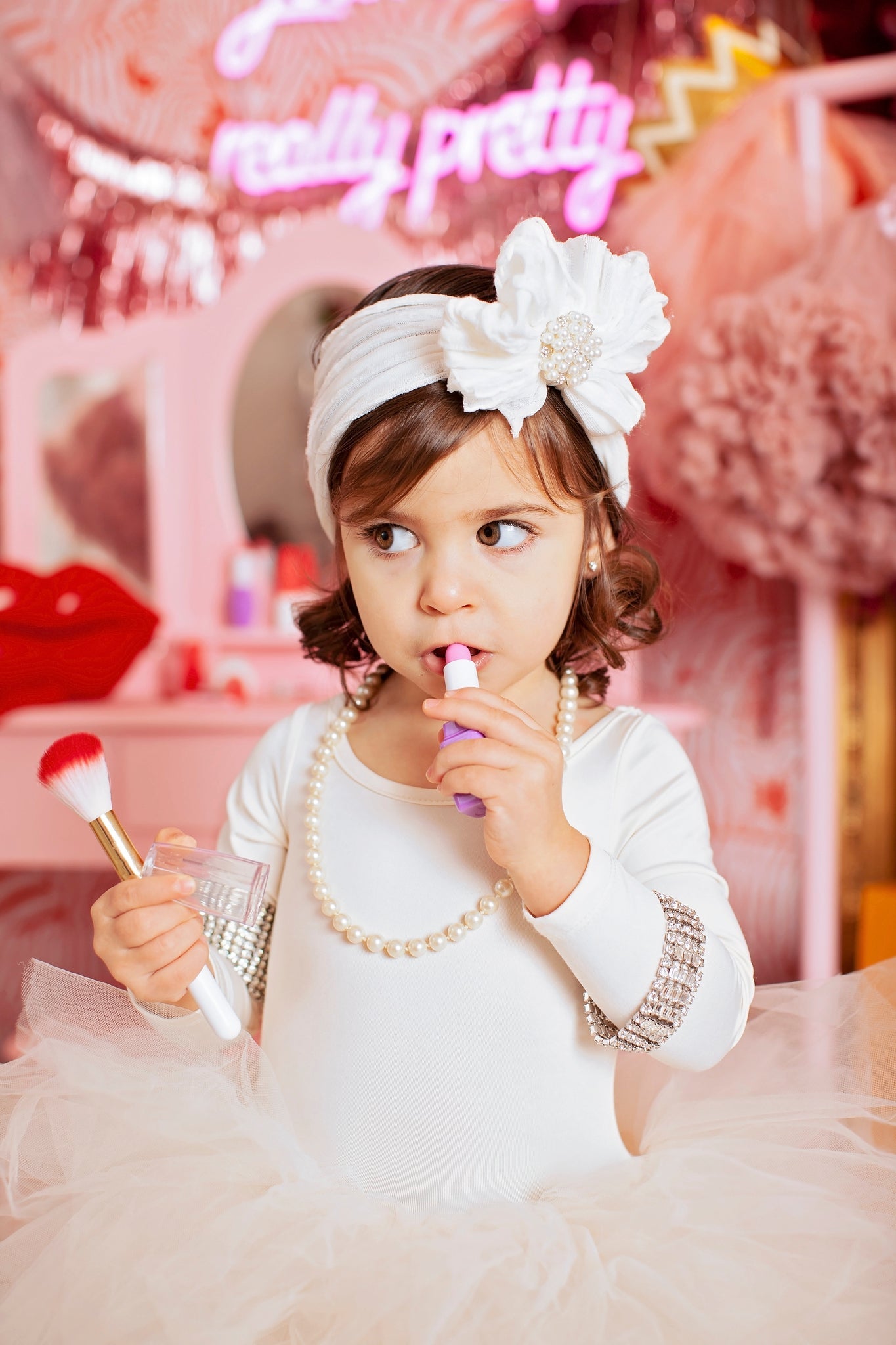 Pretty In Pearls | Signature Ruffled Baby Headband Set Of 3 (pre-order)