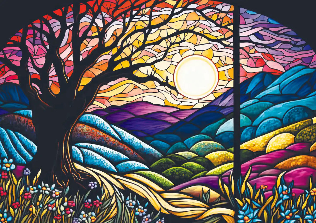 Stained Glass Sunset 1000 Piece Puzzle