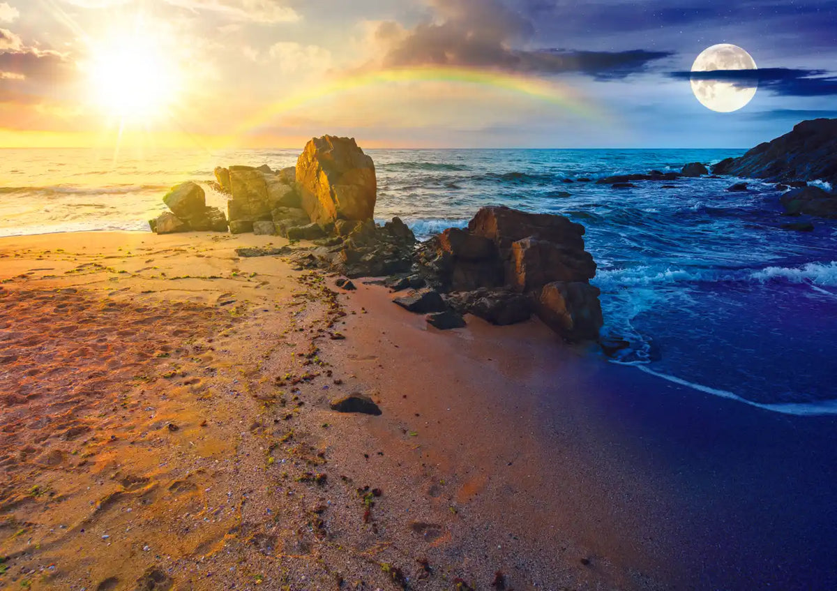 Sun And Moon At Sunset 1000 Piece Puzzle