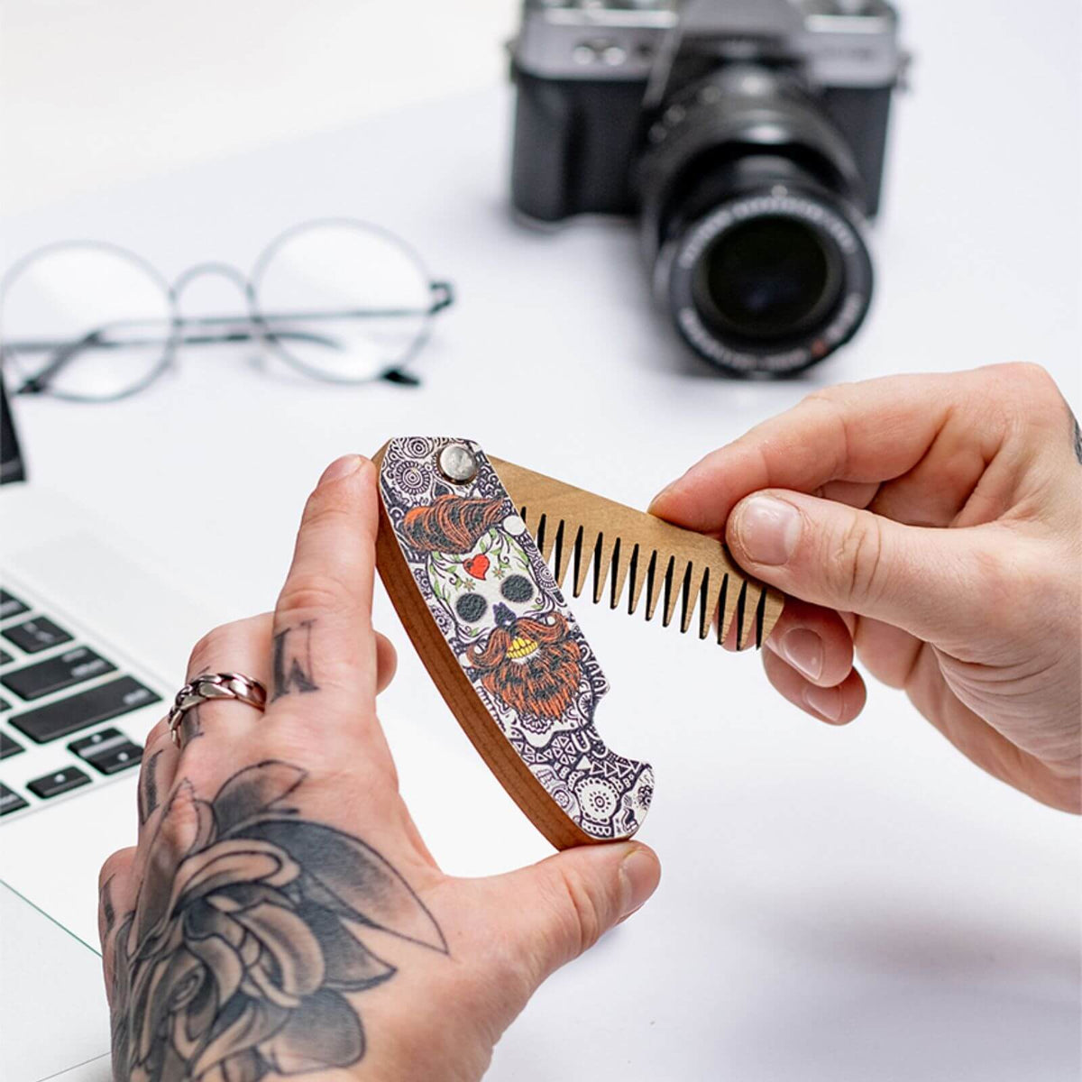 Wooden Beard Comb - Custom Pattern
