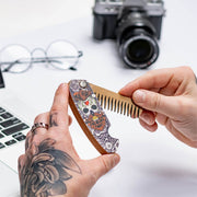Wooden Beard Comb - Skull Light