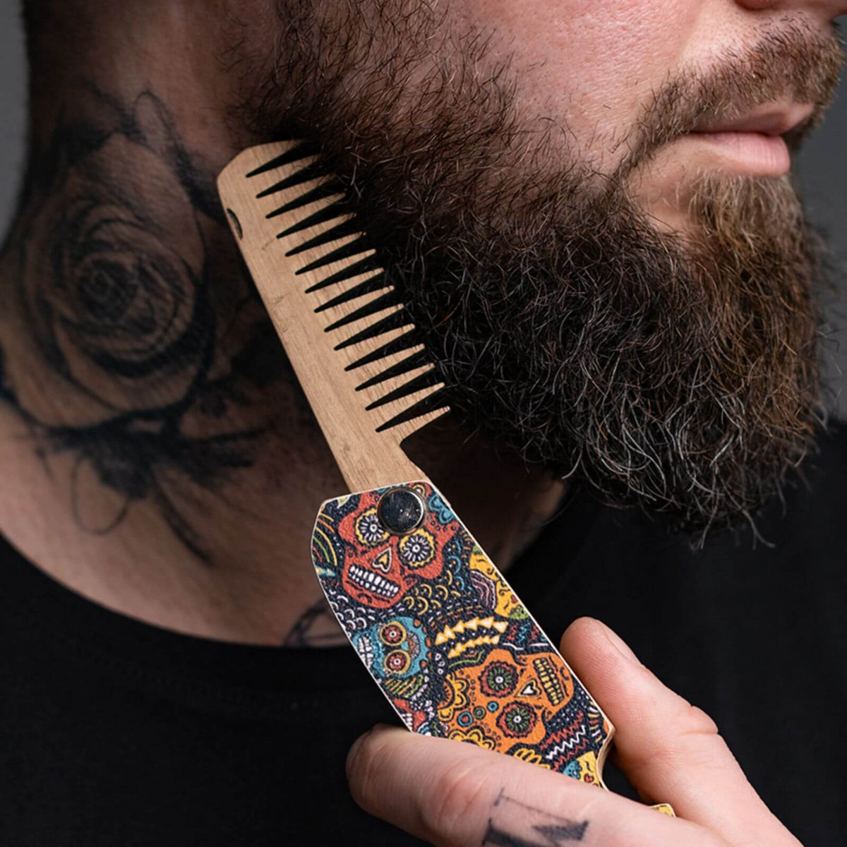 Wooden Beard Comb - Custom Pattern