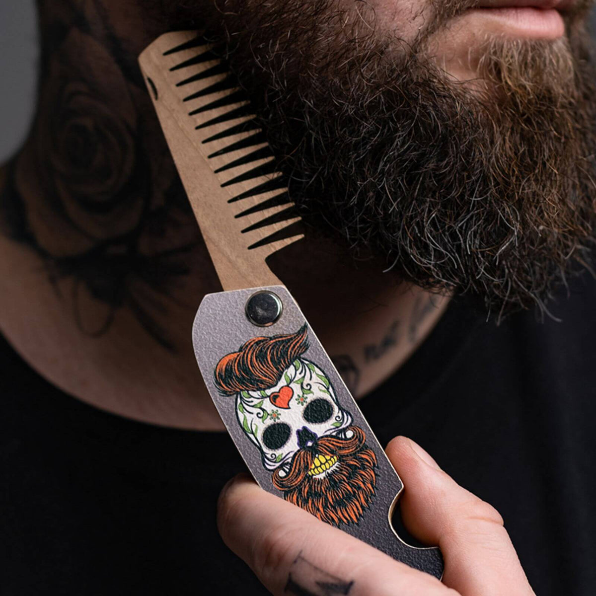 Wooden Beard Comb - Custom Pattern