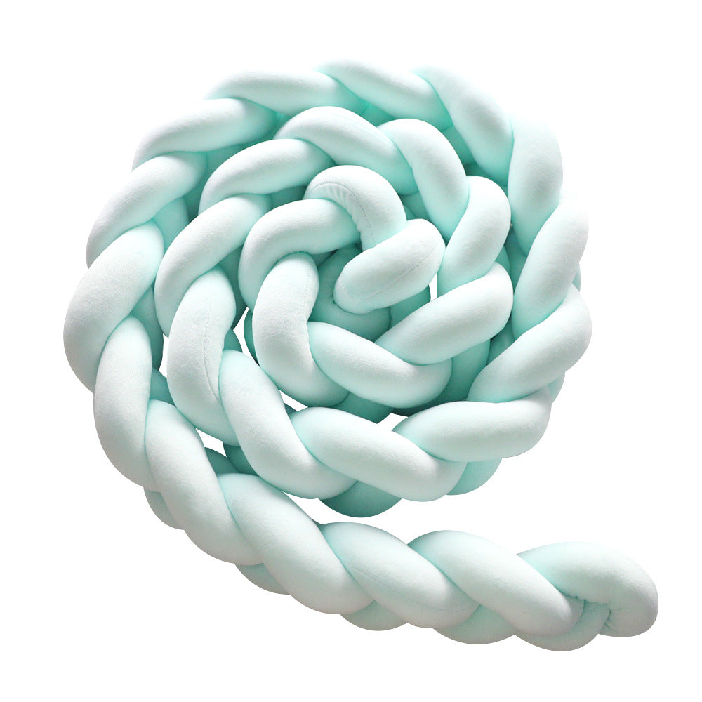 New Nordic Style Twisted Knit Baby Bed Rail Bumper, Long Strip With Three-strand Twisted Braided Knot Rope Cushion