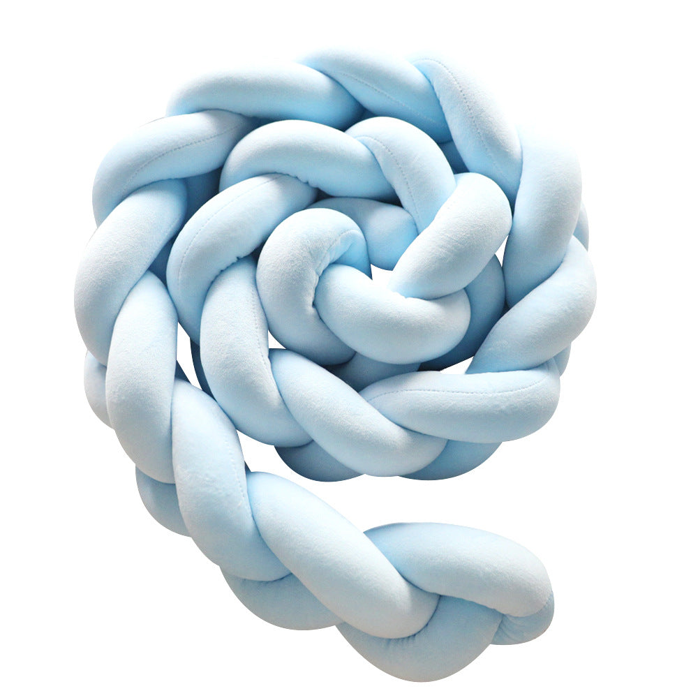 New Nordic Style Twisted Knit Baby Bed Rail Bumper, Long Strip With Three-strand Twisted Braided Knot Rope Cushion