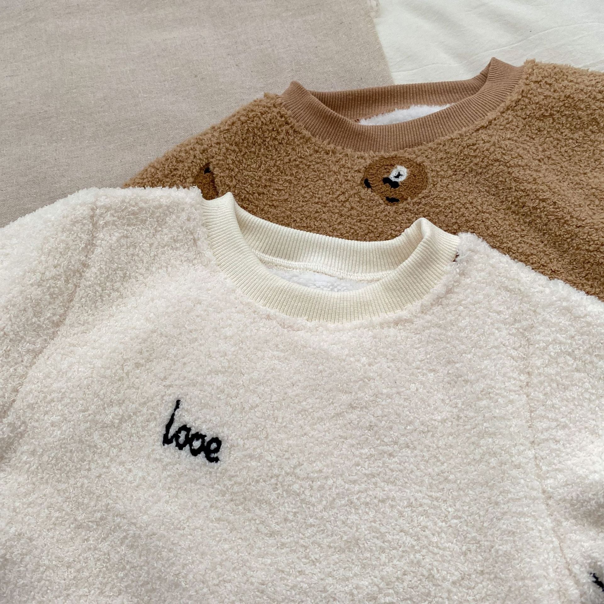 Infant Baby Little Bear Design Warm Thicken Long Sleeve Jumpsuit In Winter