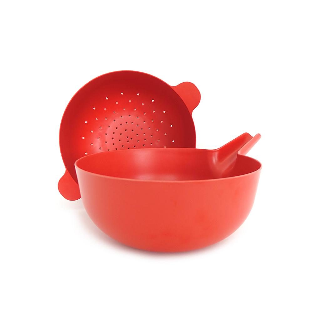 Large Mixing Bowl And Colander Set - Tomato
