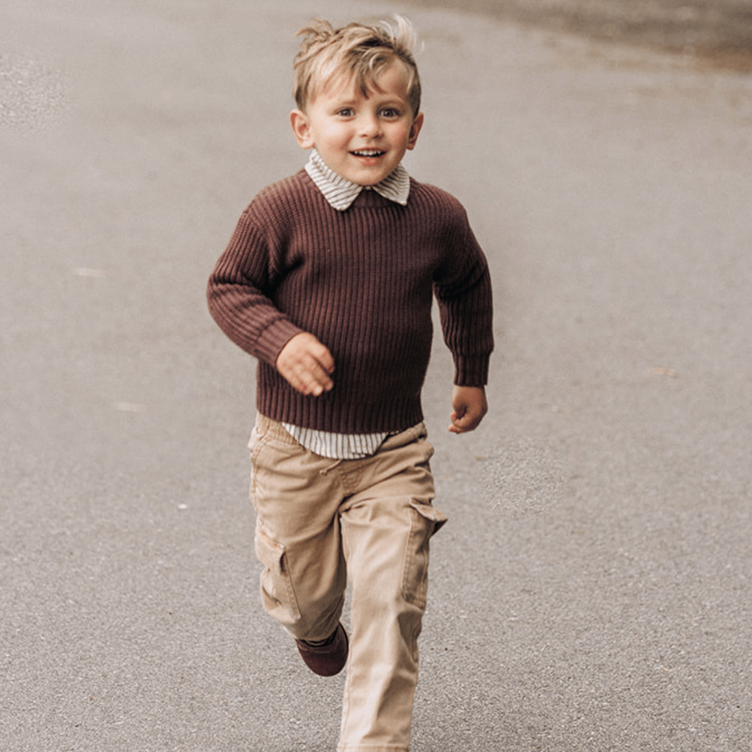 Chocolate Brown Knit Pullover Sweater- Child