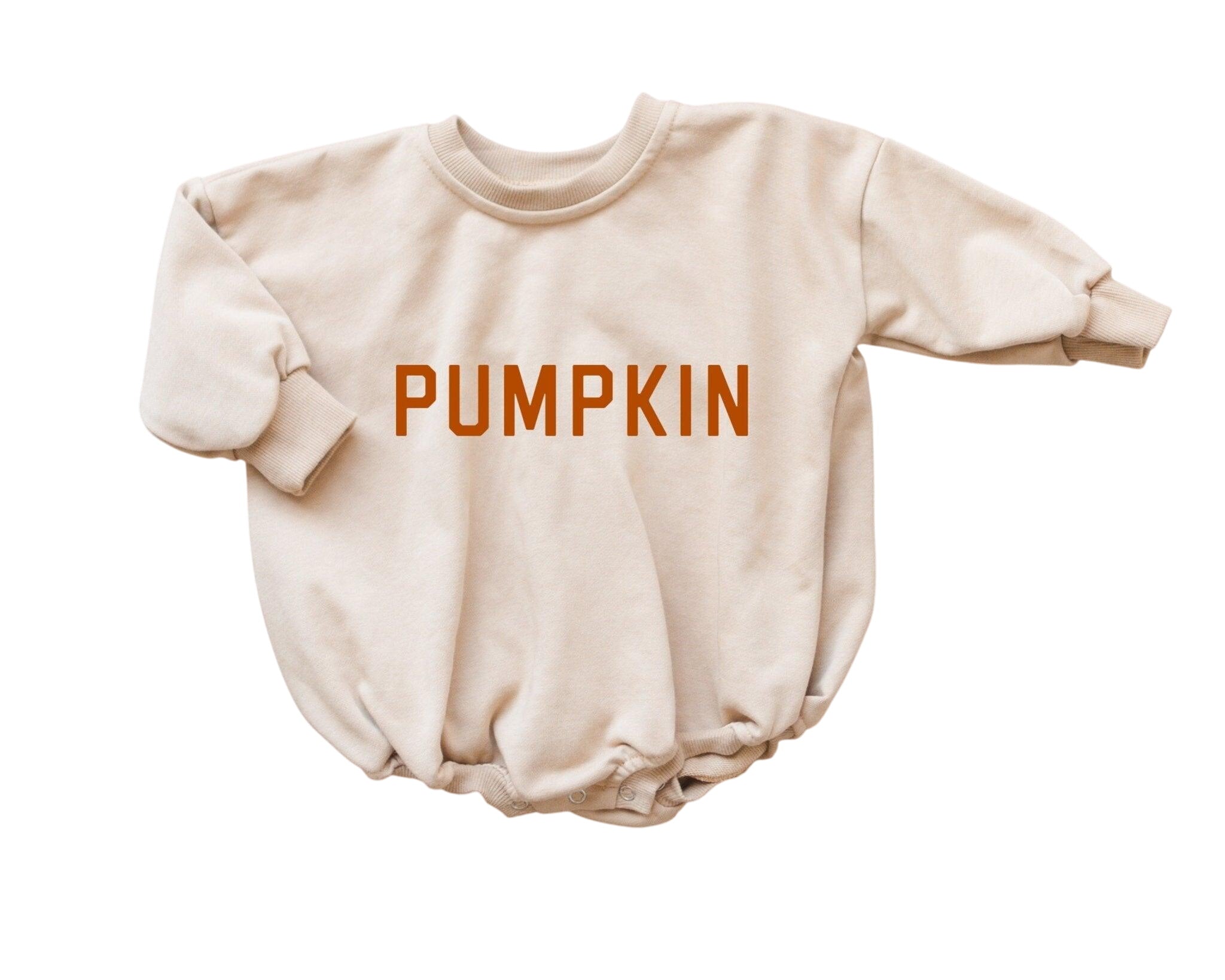 Pumpkin Sweatshirt Romper - Cream Or Orange
